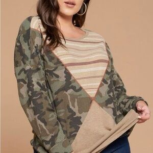 Camouflage and Striped Women's Sweatshirt
